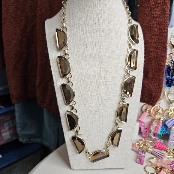 Coldwater Creek Gold Tone Crescent Gem Long Necklace 32 Inches NWT - Picture 9 of 14